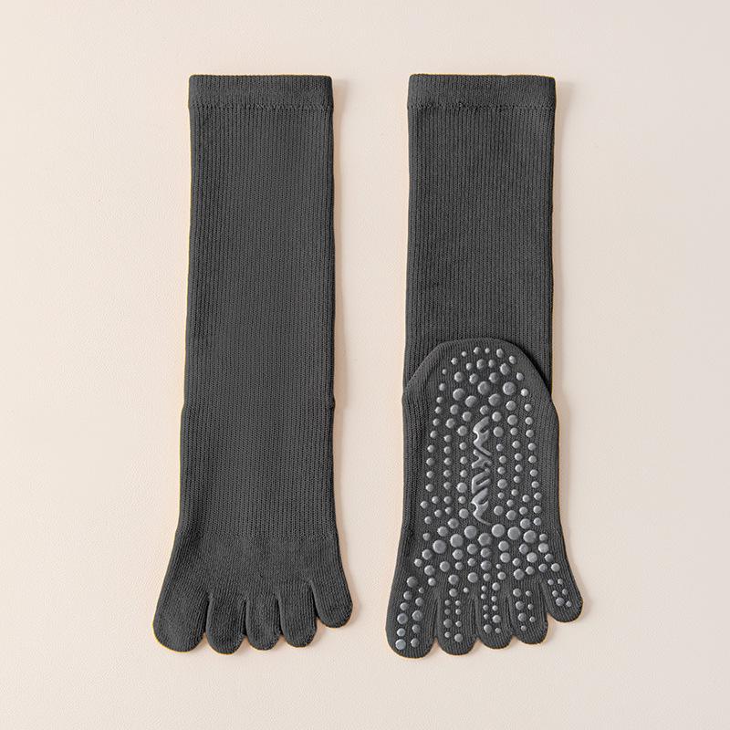 Five-Toe Non-Slip High-Top Cotton Yoga Socks for Summer Pilates & Exercise