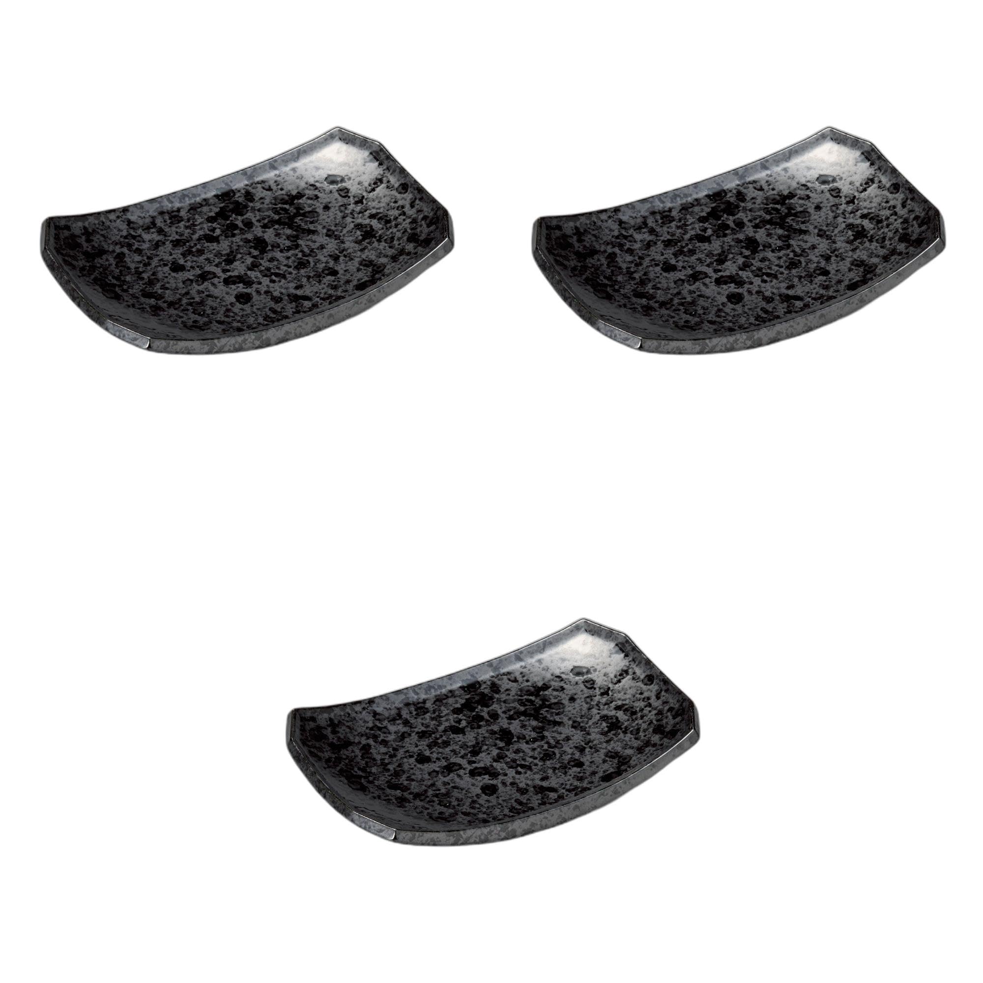 

Set of 3 Black Rectangular Ceramic Plates x x Ceramic Ceramic Plates by Setomonohonpo Silver-glazed [21.9 14.9 3.5 cm]
