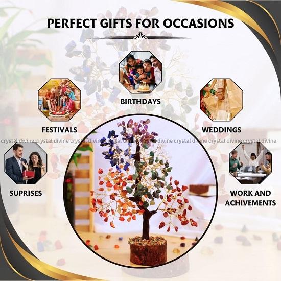 Sieben Chakra-Kristallbaum, handgefertigt, Wohndekor-Artikel, Kristallbaum, Wohndekor, Vastu-Geschenkartikel für Zuhause, Dekorationsartikel, Heilkristalle, Baumgeschenke