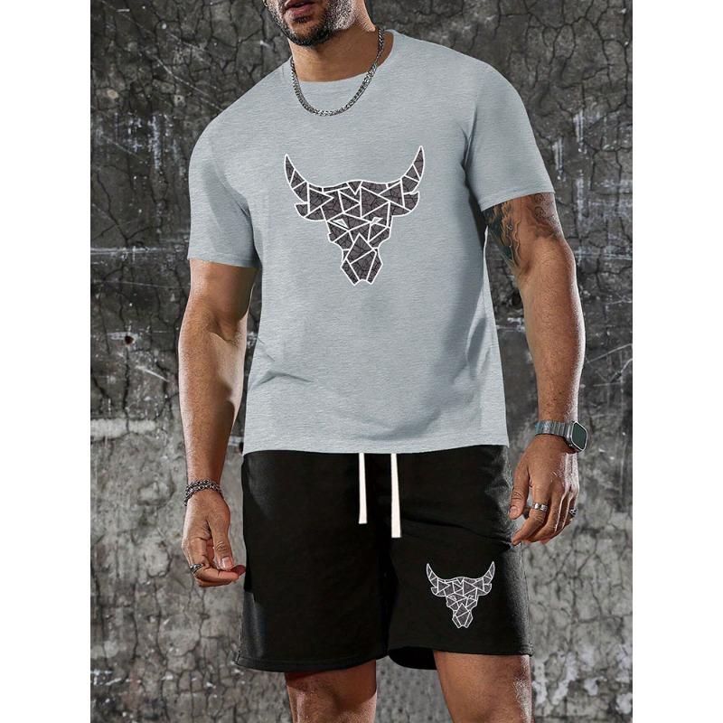 Everyday Casual Men's T-shirt Men's beach shorts Summer Men's short sleeve Shorts set street fashion men's short sleeve top