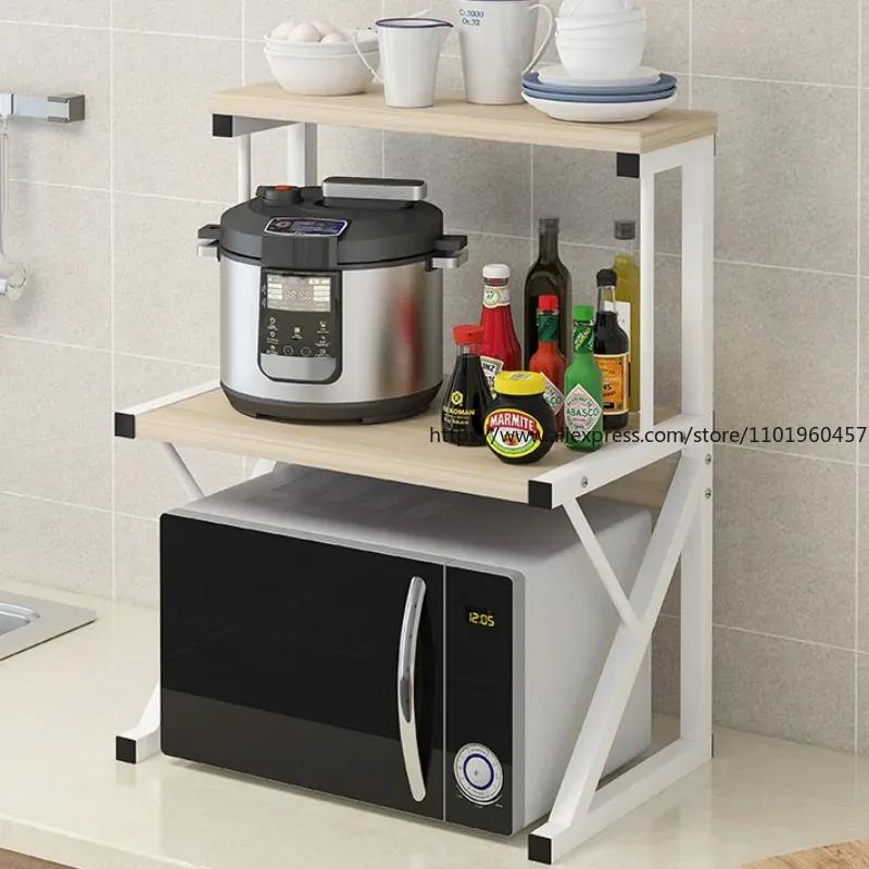 Microwave Oven Rack Shelf Kitchen Countertop Oven Rack Organizer Seasoning Storage Rack Holder Household Stand Storage Furniture