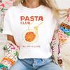Pasta Pattern Casual Women's Beach Vacation Short Sleeved Basic Summer Versatile Top Fashion Trend Cartoon Clothing T-Shirt