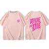 Ride Or Die Letter Print Bavlněné tričko Móda Značka Krátký rukáv Topy Unisex Ženy Léto 2023 Nová cool trička Volné Unisex oblečení