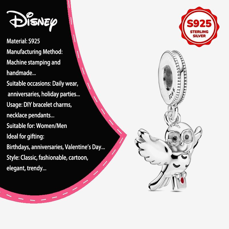 New Disney 925 Silver Winnie & Stitch Charms for Bracelet Necklace DIY Jewelry Gifts Holiday Party