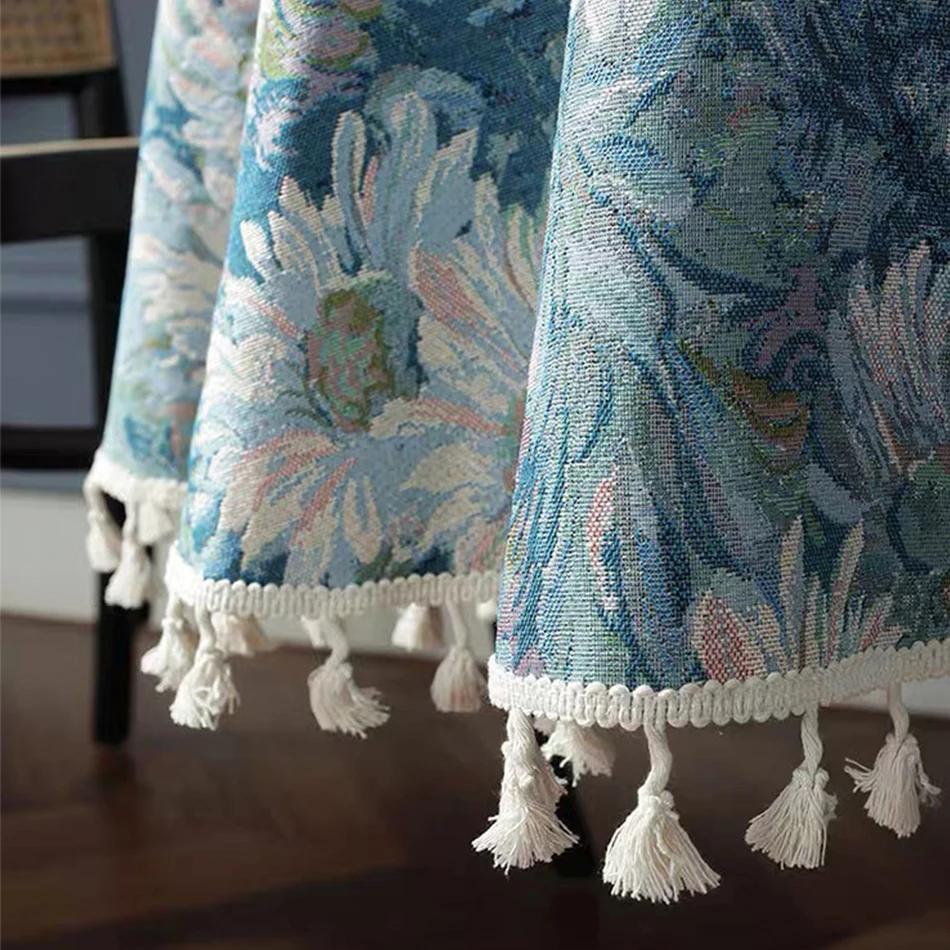 Pittura a olio francese Tovaglia rotonda in cotone lino Girasole Nappe Antipolvere Copritavolo, Per cena festa Decorazione matrimonio