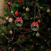 10Pcs/pack Golden Bells Home Party with Red Bows Mini Artificial Wreaths New Year Supplies Christmas