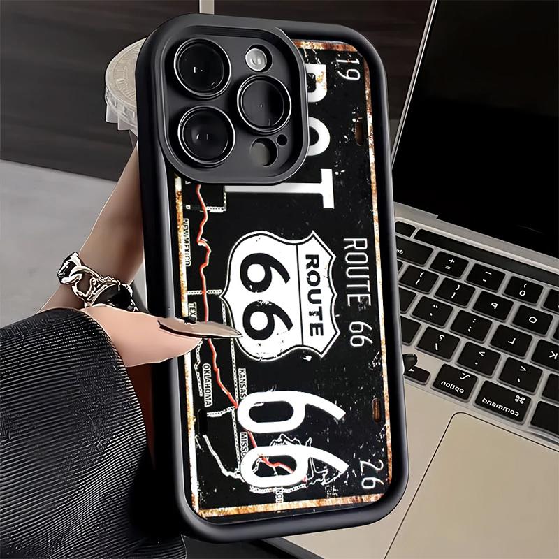Phone Case for iPhone 17 Air 16E 15 16 Pro Max Retro Vintage License Plate Cover 14 Plus 13 12 Mini Soft Shell Silicone Fundas