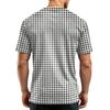 Herren Casual Schnelltrocknend Leicht Atmungsaktiv Mesh Kurzarm T-Shirt Rundhals Kariertes Muster Sommer Top für Outdoor-Aktivitäten