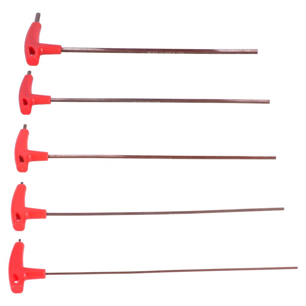 5 Stück T-Griff Sechskantschlüssel S2 legierter Stahl Flachkopfschlüssel Mechanische Reparatur Befestigungswerkzeuge