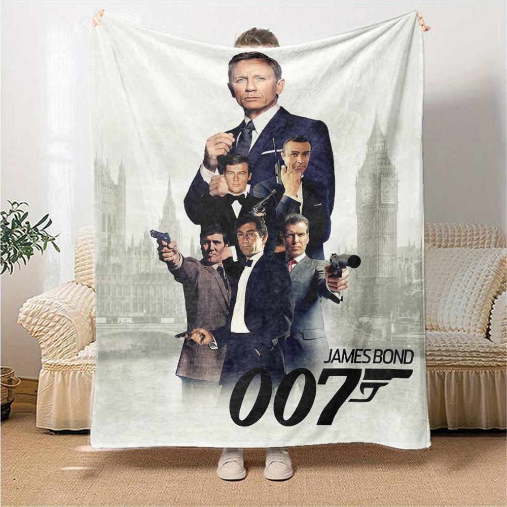 007 James Bond Theme Printed Blanket - Perfect for Couch, Bed, Travel & Outdoor Use | Machine Washable, Cozy & Durable.