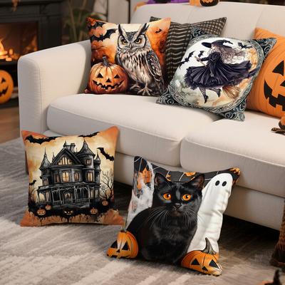 Halloween Witch Cushions Pillowcase Polyester Cushion Cover Throw Pillow Sofa Decoration Pillowcover Home Car Decor