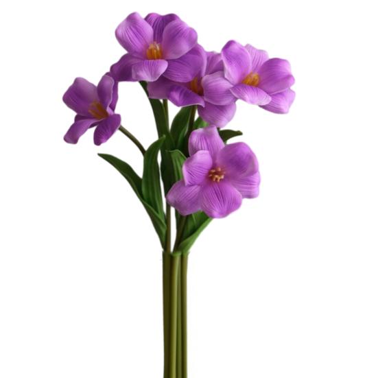 5 Pcs Real Touch Artificial Flower Faux Full Bloom PU Tulip Bouquet фиолетовый