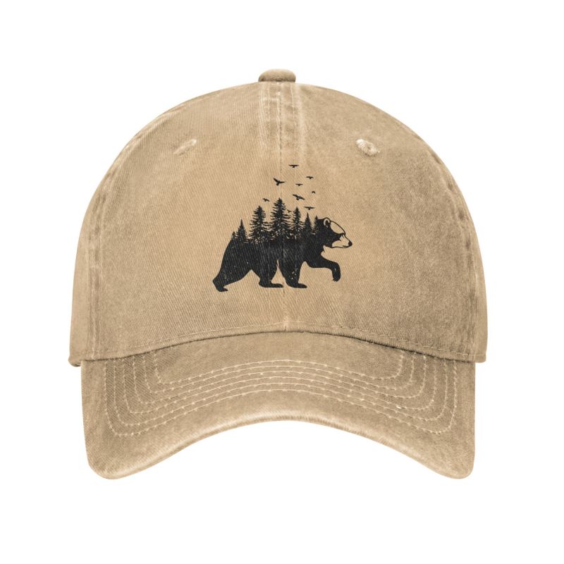

Personalized Cotton California Wild Bear With A Forest Baseball Cap Hip Hop Unisex Women s Adjustable Dad Hat Autumn