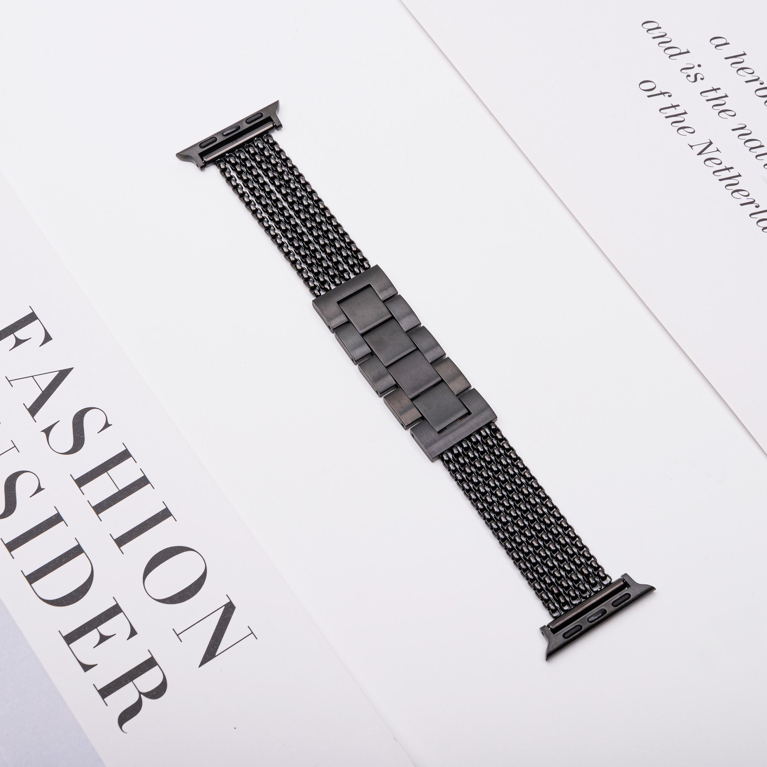 

Metal Strap For Apple Watch Series 10 9 8 7 SE 6 5 4 3 2 1 42mm 41mm 40mm 38m ,6-Link Chain Stainless Steel Watch Band Silver