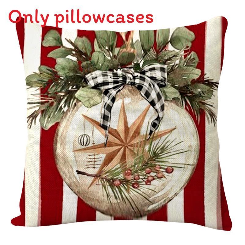 Conjunto de Quatro Capas de Almofada de Linho com Tema Natalino Moderno Minimalista para Decoração de Casa