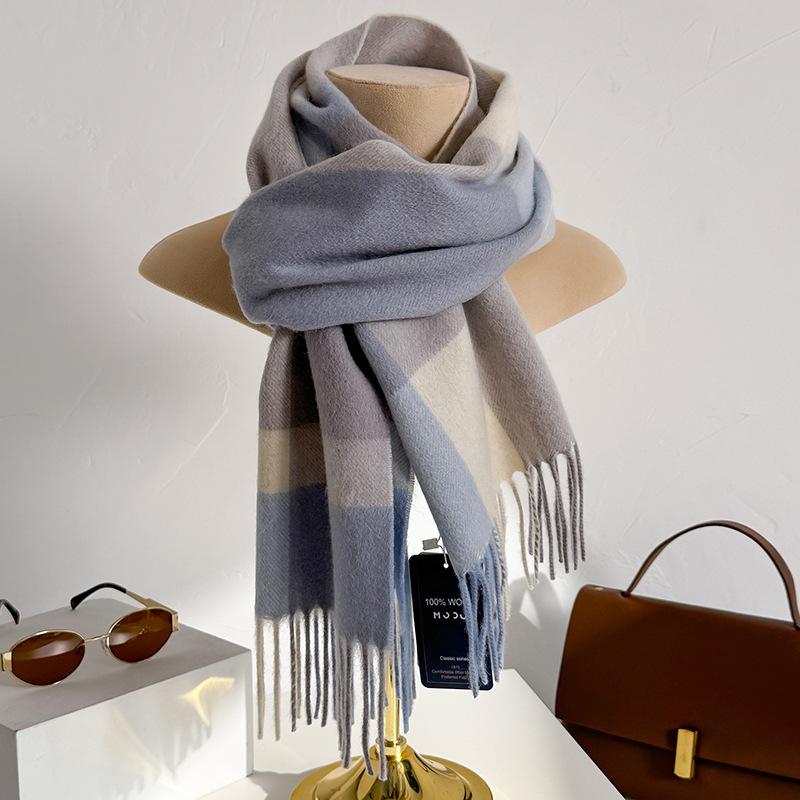 Wollschal für Damen, Herbst/Winter, Vintage-Preppy-Stil, kariert, Wickelschal, Pashmina Mujer Femme Foulard Bufanda Schal Stola