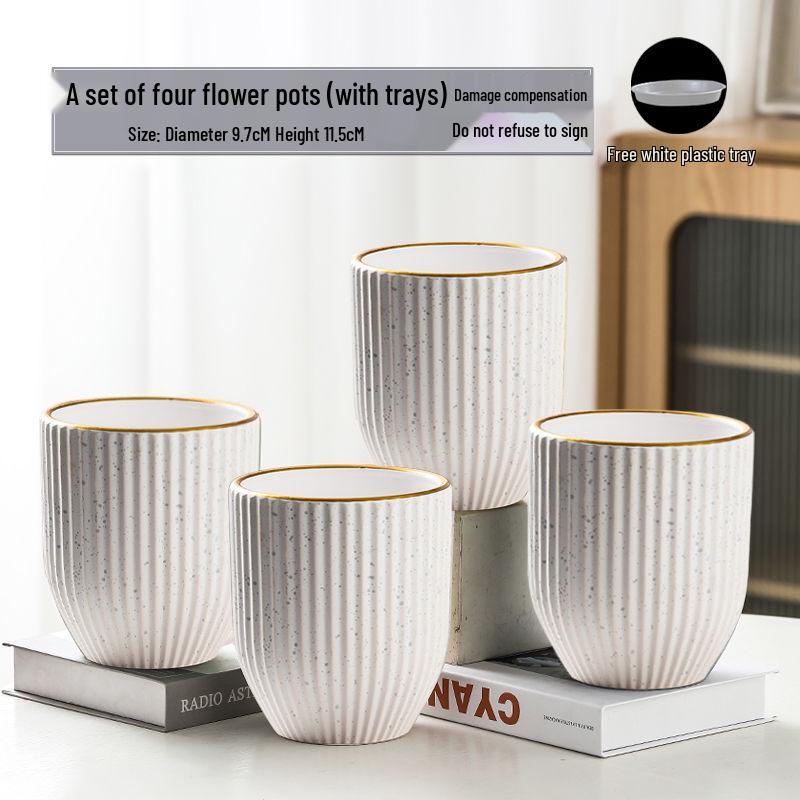 Nordic High-Leg Ceramic Orchid Pot: Durable, Artistic for Home or Balcony Use