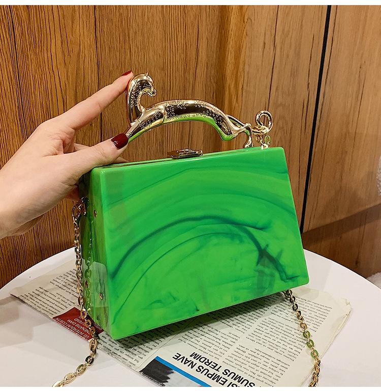 

Модна акрилова сумка-коробка 2024 року, нова європейська та американська переносна вечеря, сумка-сумка на ланцюжку цукеркового кольору зелений