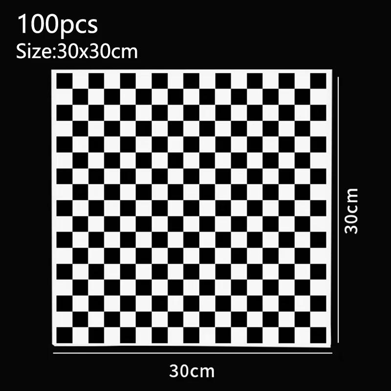 

100 Sheets Checkered Dry Waxed Deli Paper Sheets Paper Liners 12 X 12 for Plastic Food Basket Wrapping Bread and Sandwiches чорний