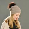 Solid color striped with bright silk stacking hat rabbit down cold hat warm wool hat knitted hat autumn and winter windproof ear protection hat