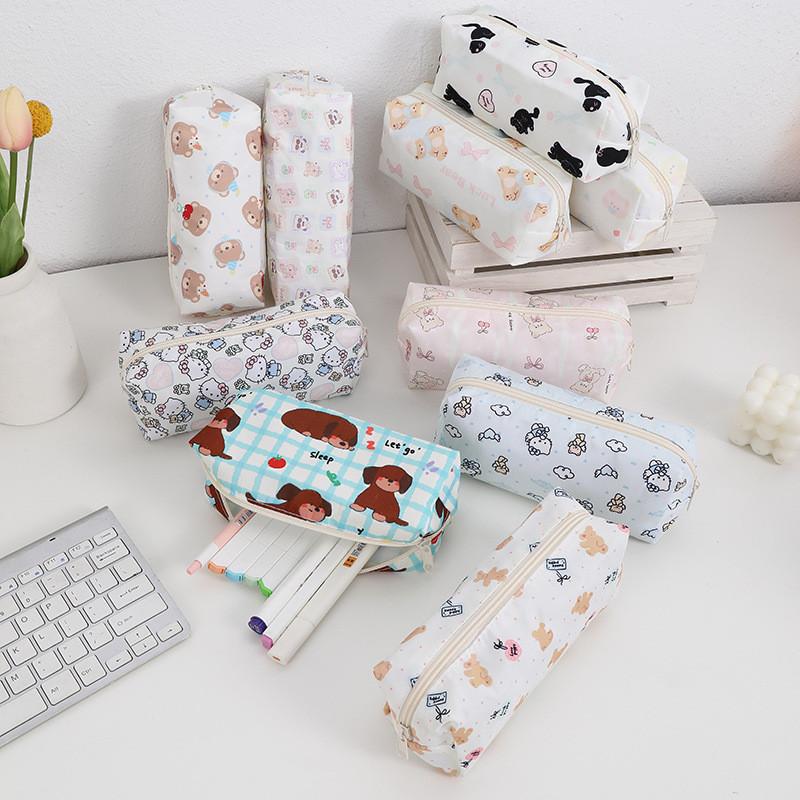 Cartoon Print Pencil Case With Large Capacity For Students And Makeup Storage