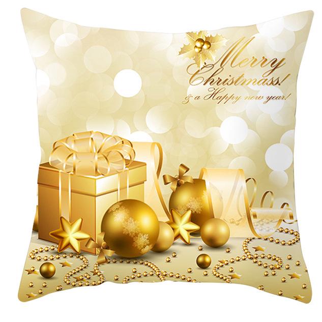 New Christmas Golden Snowflake Peach Leather Velvet Pillowcase Home Sofa Pillow Cushion Cover