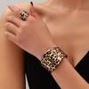 2Pcs/set Personalized Leopard Irregular Bracelet Ring Set