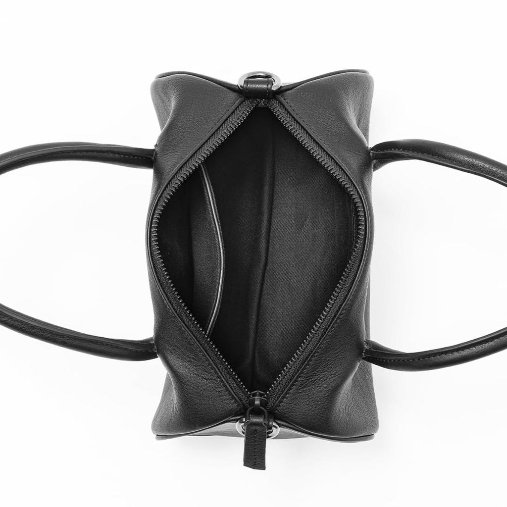 Bag Shoulder Small Black Leather Genuine Leather LEATHER BAG DRUM MINI BLACK [KLON] Men's Women's