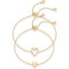 Women's Heart Shaped Hollow Pendant Adjustable Friendship Bracelet Set