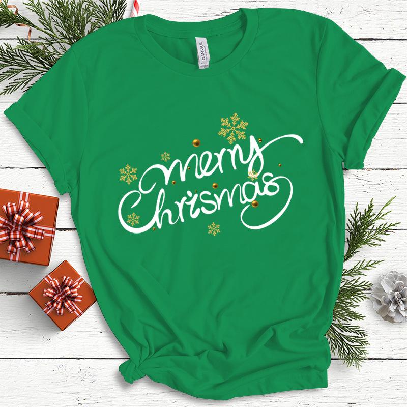 Baumwolle Damen Oberteil Weihnachten Kokette Schleife Bedruckt High Street Trendy Mode Pullover T-Shirts Damen