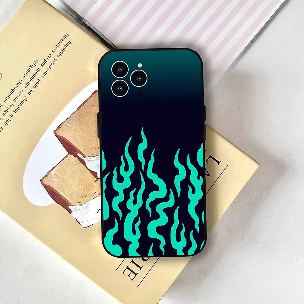 Fire For IPhone 13,17,11,12,16,14,15,Plus,Pro Max Soft Silicone Black Phone Case