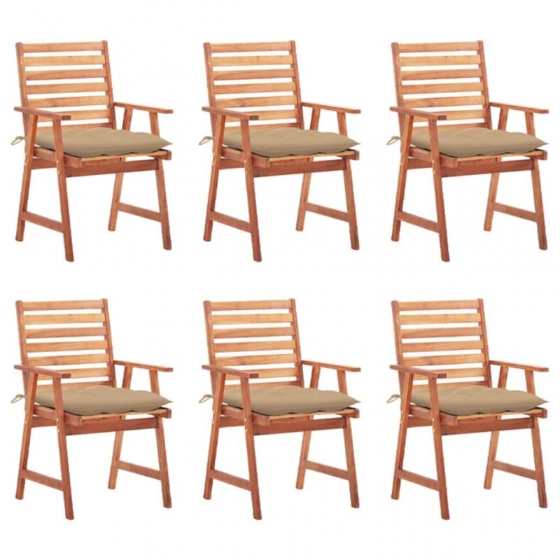 Día y Noche - Día y Noche Sillas comedor de jardín y cojines 6 uds madera maciza acacia