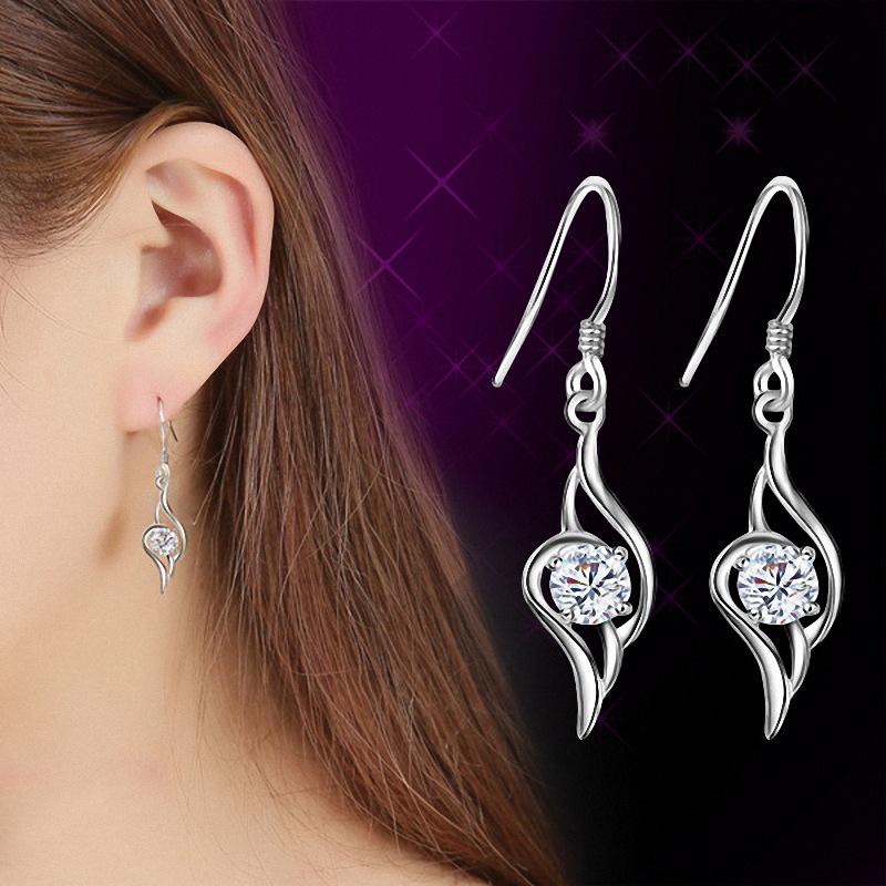 Tianyu Rotating Crystal Ribbon Angel Wings Earrings