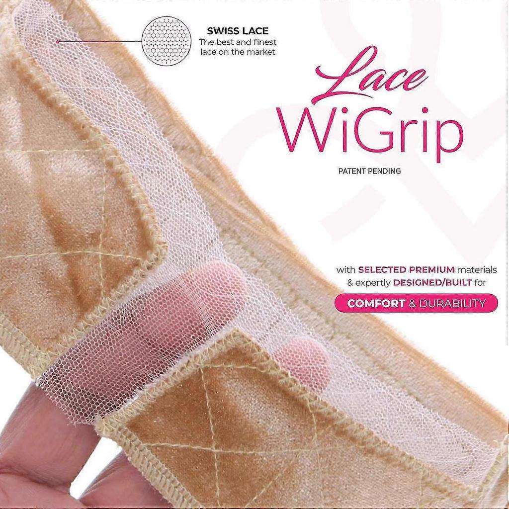 Lace Wigrip, Premium Lace Wig Band for Women, Fully Adjustable Wig Grip, Reinforced Swiss Lace by HAIRLINE, Secure Velvet Headband, Glueless, Nude