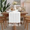 Handmade Tassel Cotton Linen Table Runner Dining Coffee Decor In American Rustic Style
