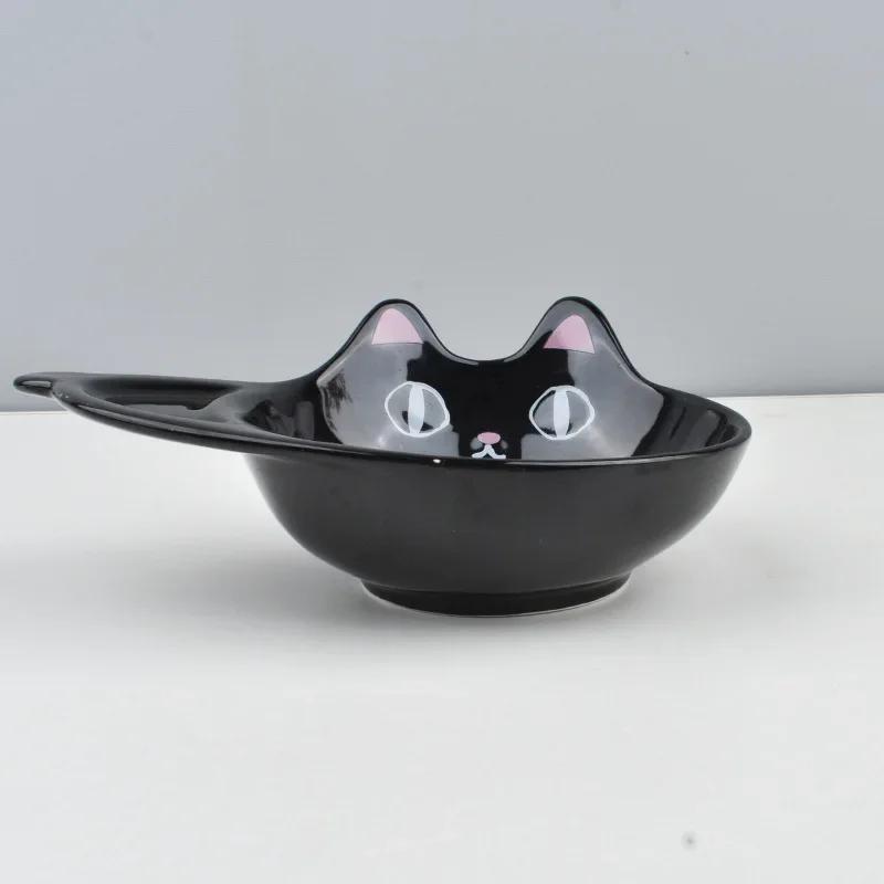 

Ceramics Cute Cat Salad Bowl One Ear Dessert Bowl Japanese Three-coloured Cat Ceramic Tableware Home Kitchen Supplies Dinnerware
