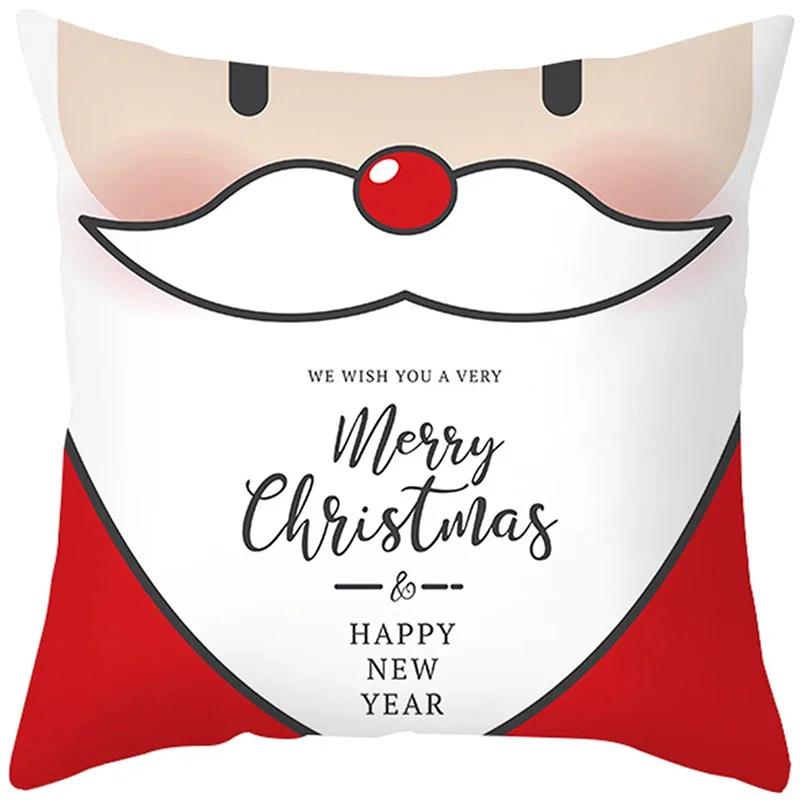 Merry Christmas Cushion Cover Santa Claus Elk Pillow Cover Living Room Sofa Home Room Decorations