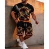 Summer Fashion Men's Personalized Fun Animal 3D Printing Two-piece Set Fashionable Comfortable Breathable Loose Large Size Sports Wear
