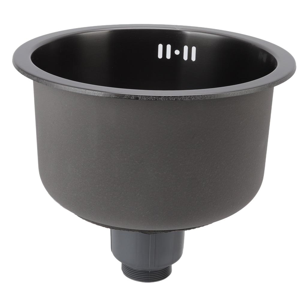Mini Round Kitchen Sink Bar Stainless Steel Basin Single Bowl with Drain Accessories for Home Black