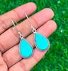 Blue Turquoise Dangle Drop Earrings 925 Sterling Silver Women Earlobe Earrings Gift for Her
