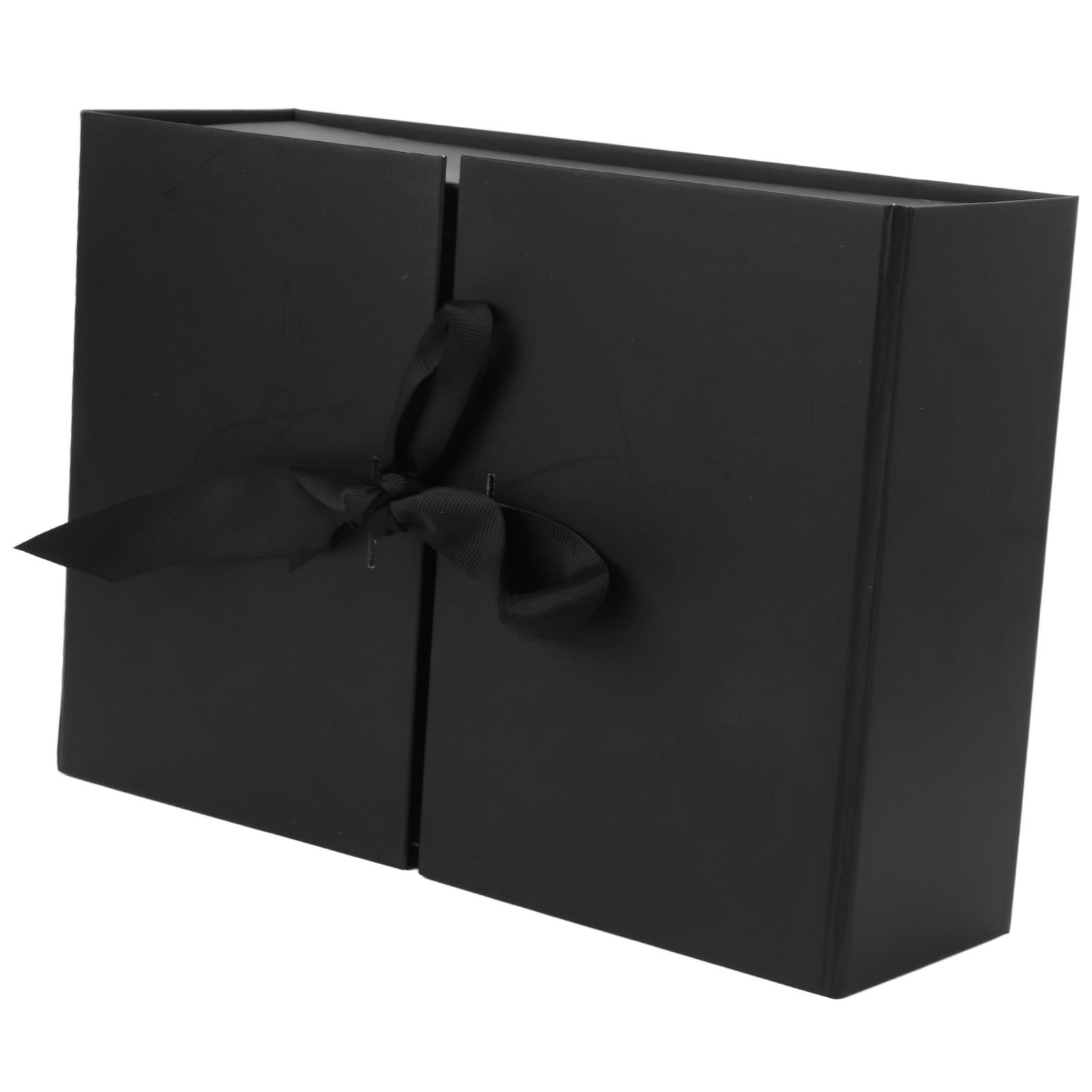 

Double Door Gift Box Bow Design Reusable External 26x19x8cm Paper Material Decorative Folding чёрный