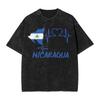 Nicaragua Flag Map Heartbeat for Nicaraguan T Shirts Hip Hop Washed Oversize T-Shirts for Men Tops Streetwear Summer Tee Shirt