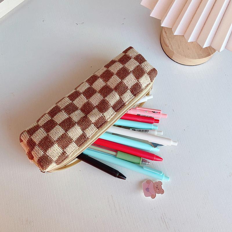 Japanese Style Black & White Large Capacity Canvas Pencil Case for Students