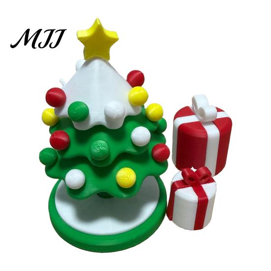 Fun Holiday Gift for Children 3D Printed Mini Dancing Christmas Tree Figurine, 360 Rotatable Interactive Figures Toy, Cute Xmas Desktop Ornament,