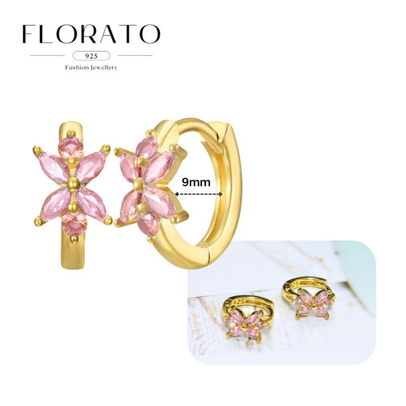 Luxurious Geometry 925 Silver Ear Needle Pink Series Zircon Pendant Hoop Earrings Sweet Fashion Wedding Jewelry Gifts
