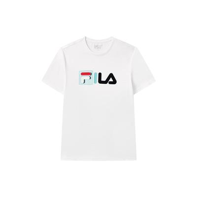 Fila Logo Rundhals Trendiger Mode-Pullover Kurzarm-T-Shirt Herren Tops Weiß F51M228175FWT