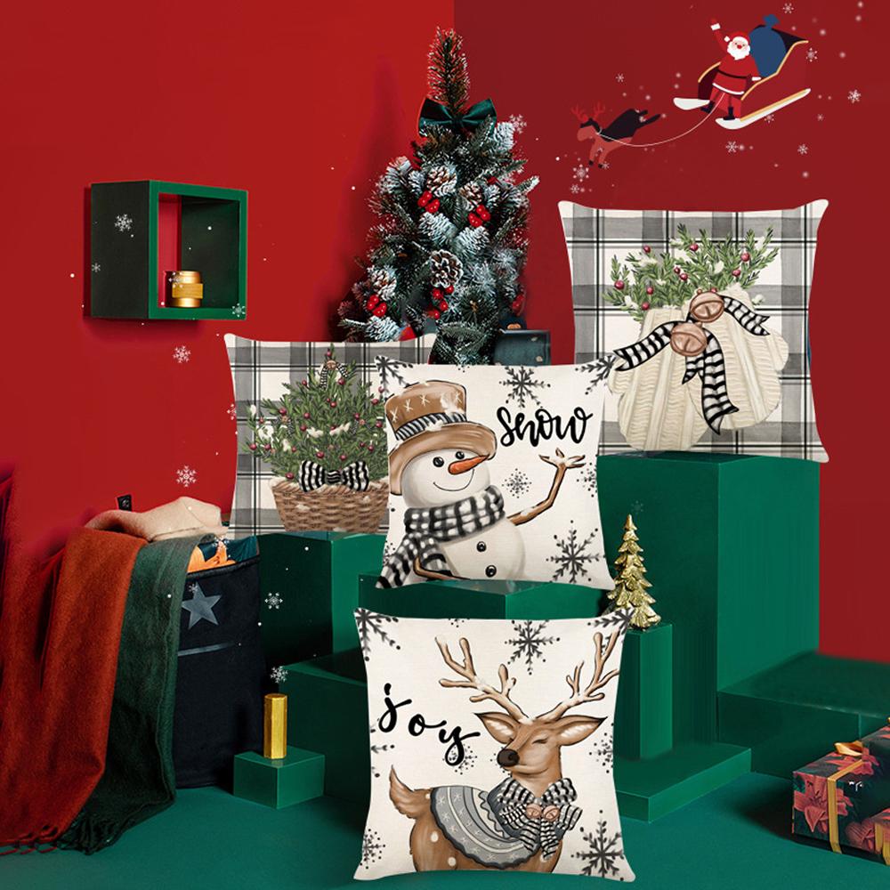 Frohe Weihnachten Kissenbezug 45cm Dekokissenbezug Weihnachtsdekoration für Neujahr Heimdeko Sofakissenbezug