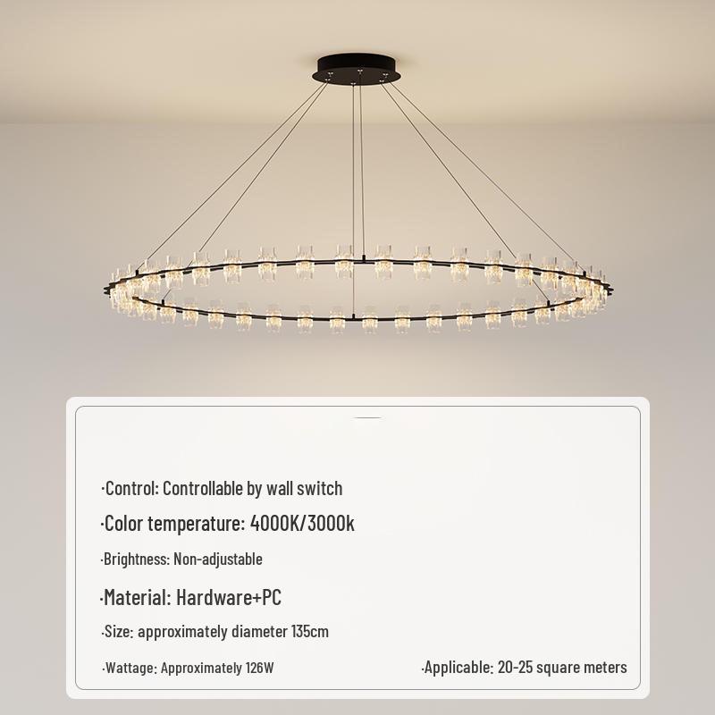Postmodern Minimalist Chandelier for Living Room, Restaurant, or Bedroom - Italian Round Ring Design