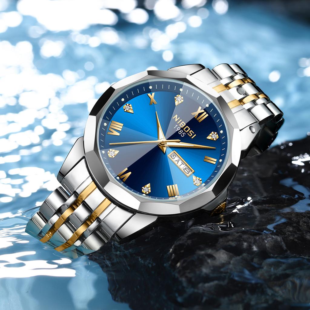 Quartz Watch Fashion Diamond-Encrusted Steel Belt Men'S Watch Luminous Waterproof