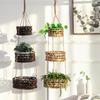 T02C!Hanging Wall Basket Garden Plant Hanging Basket Three-Layer Woven Frame Rattan Balcony Green Plant Decoration